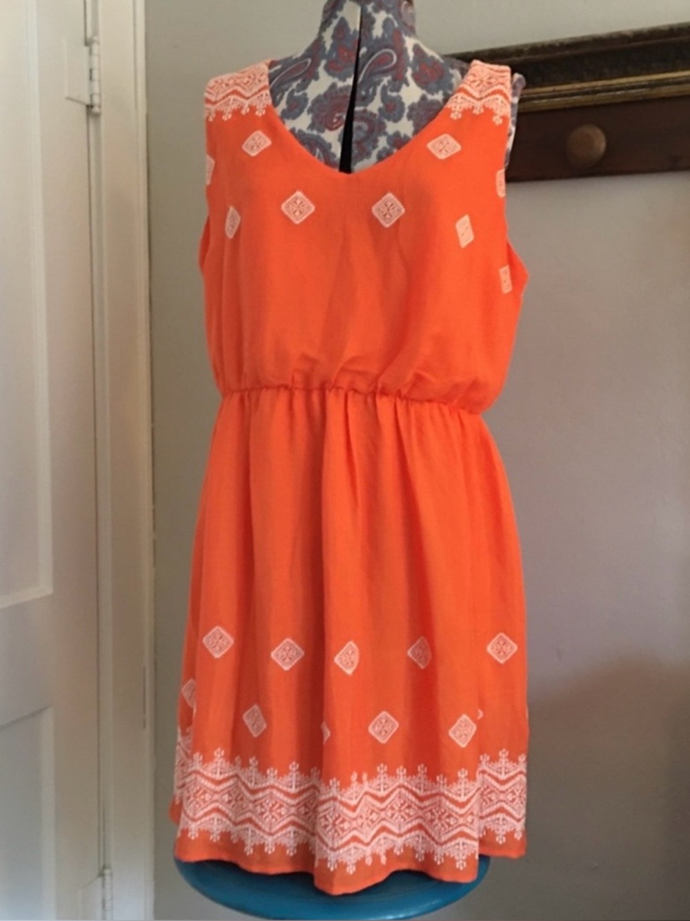 a.n.a Sleeveless Embroidered Print Dress